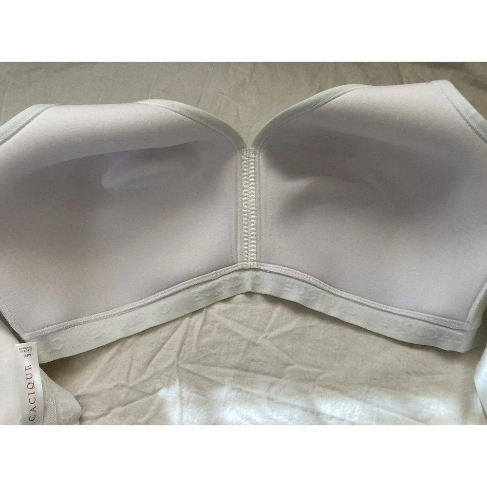 Cacique Wireless Bra Size 44F Comfort Lightly Lined White Full Coverage Soft Cup